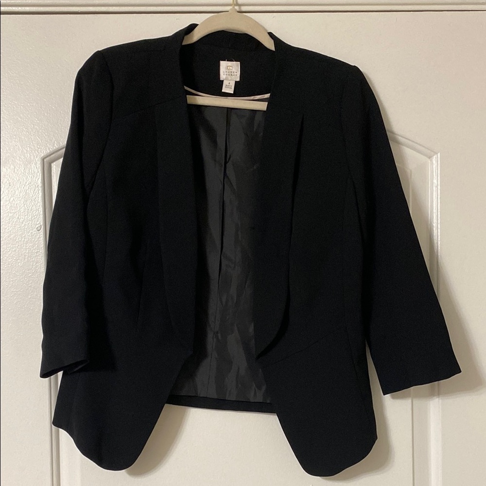 LC Lauren Conrad Black Blazer Open-Front 3/4 Sleeves
